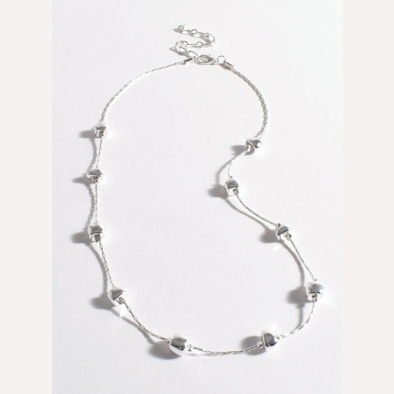 Interval Shaped Necklace with silver metal balls.