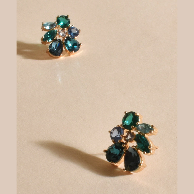 Isla Jewelled Stud Earrings with blue and teal stones