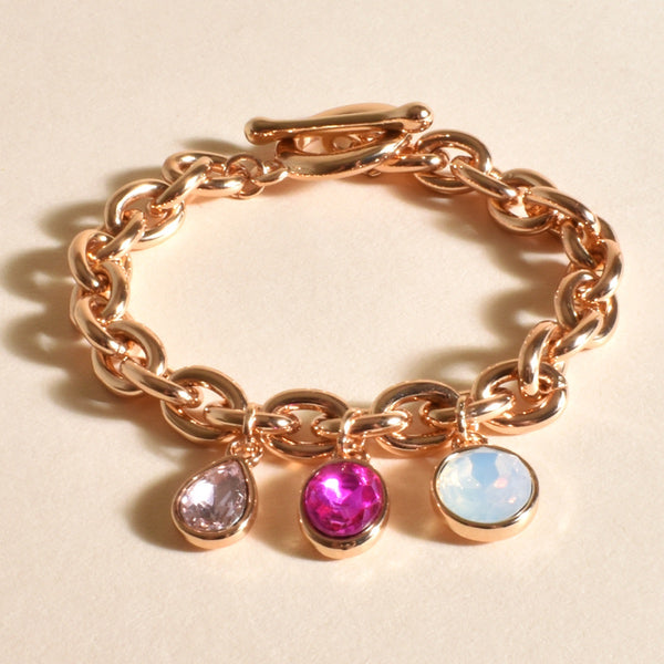 Jewel Drop Bracelet (Pink/Gold)