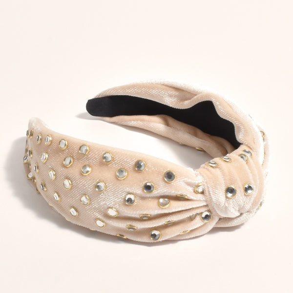 Jewelled Headband with a cream coloured velvet fabric