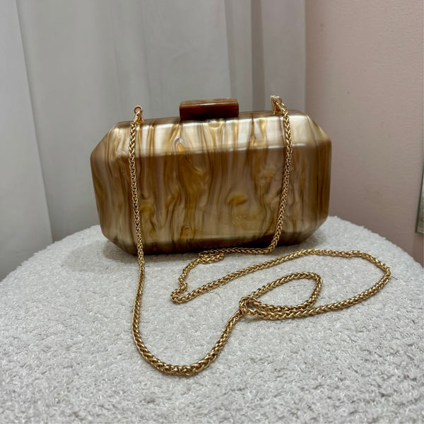 Juliana Resin Structured Clutch (Camel)