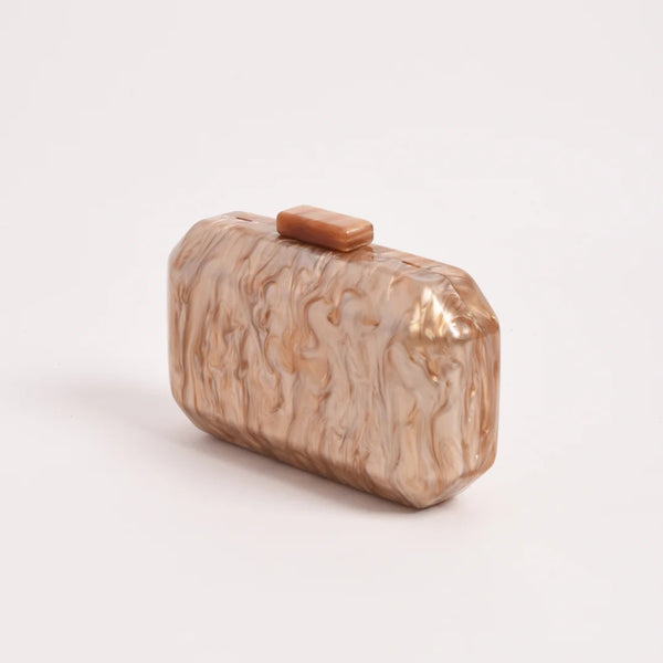 Juliana Resin Structured Clutch (Camel)