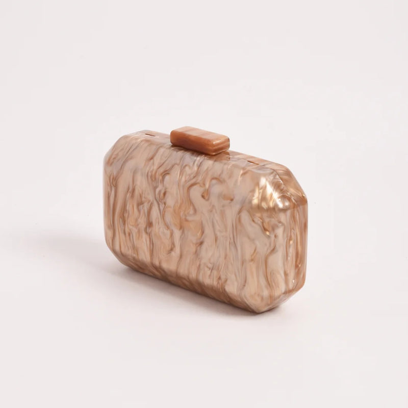 Juliana Resin Structured Clutch (Camel)
