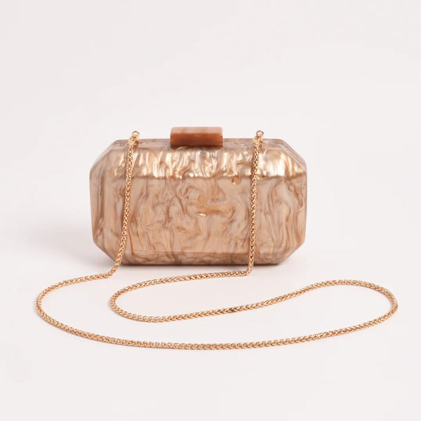 Juliana Resin Structured Clutch (Camel)