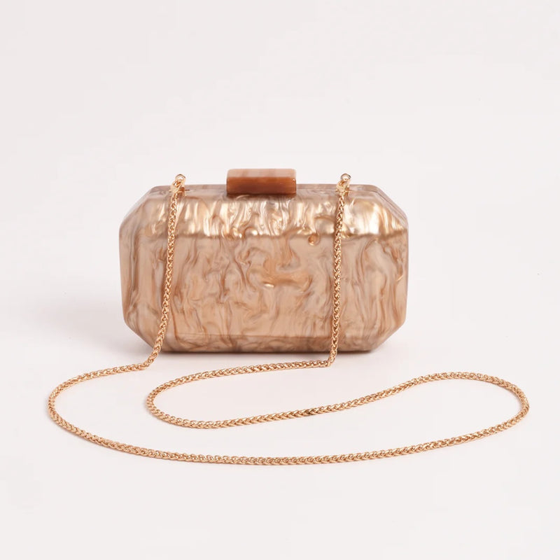 Juliana Resin Structured Clutch (Camel)