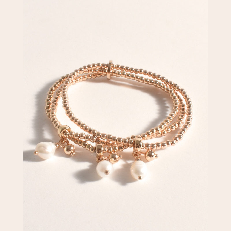 Kasper Pearl Stretch Bracelet Set in Gold