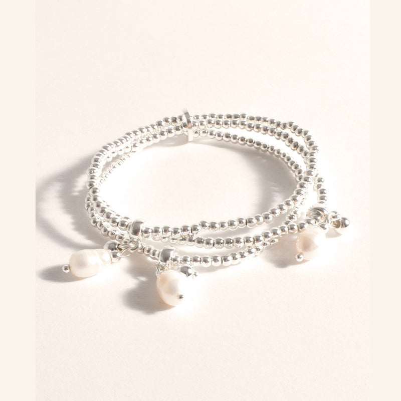 Kasper Pearl Stretch Bracelet Set in silver
