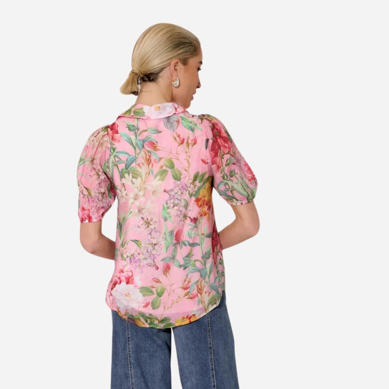 Kate Floral Short Sleeve Top (Pink)