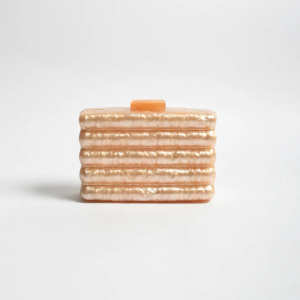 Lucette Wavy Resin Structured Clutch (Champagne)