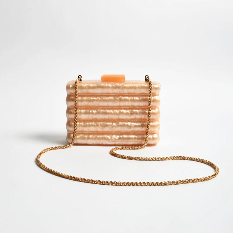 Lucette Wavy Resin Structured Clutch (Champagne)