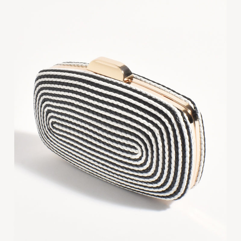 Leela Rope Detail Structured Clutch (Black/White)