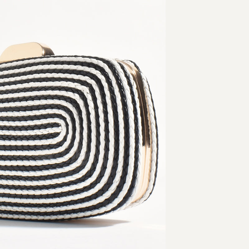 Leela Rope Detail Structured Clutch (Black/White)