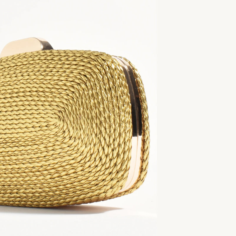 Leela Rope Detail Structured Clutch (Gold)