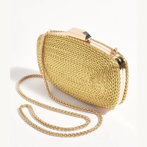 Leela Rope Detail Structured Clutch (Gold)