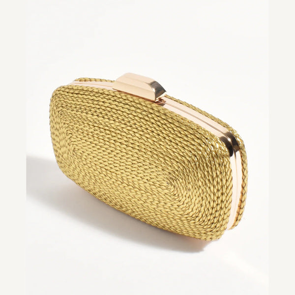 Leela Rope Detail Structured Clutch (Gold)