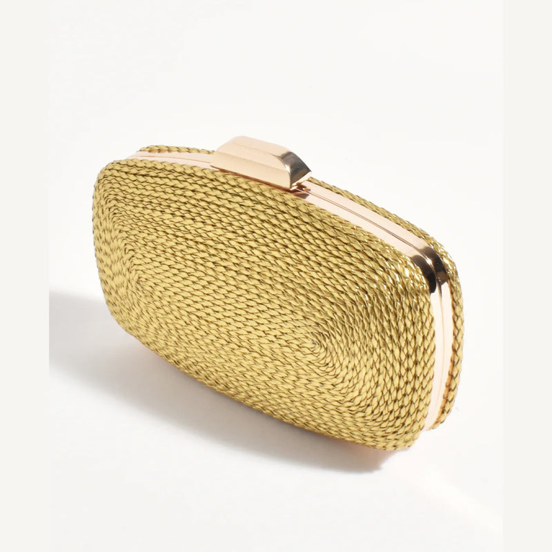 Leela Rope Detail Structured Clutch (Gold)