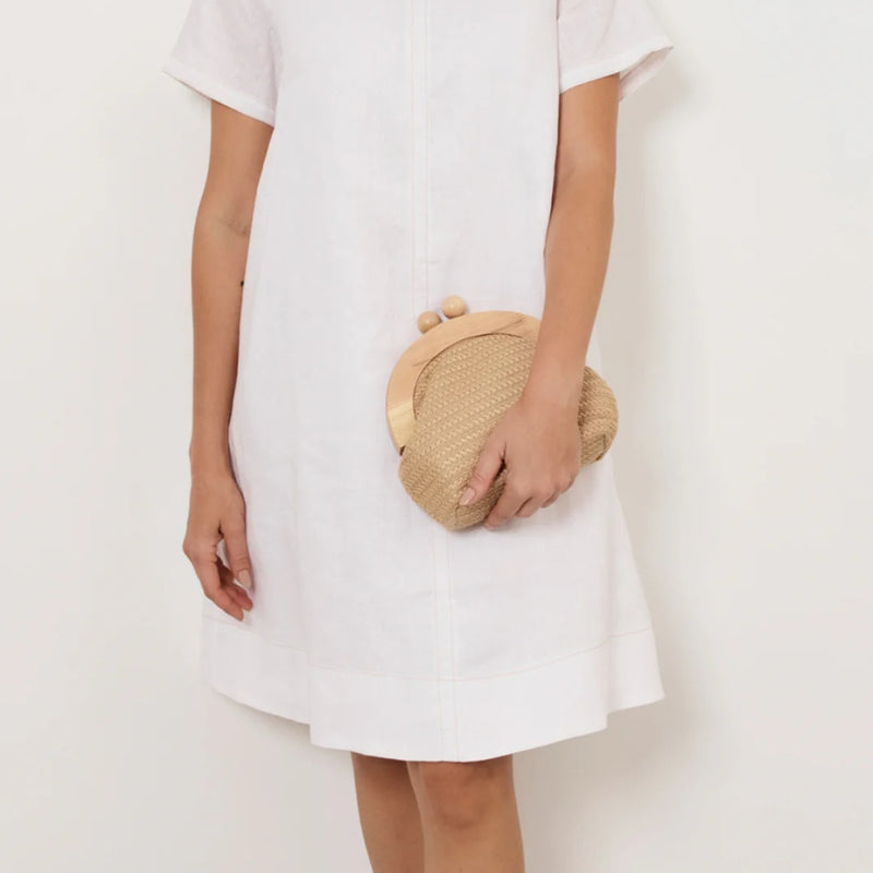 Light Weave Timber Frame Clutch in Natural