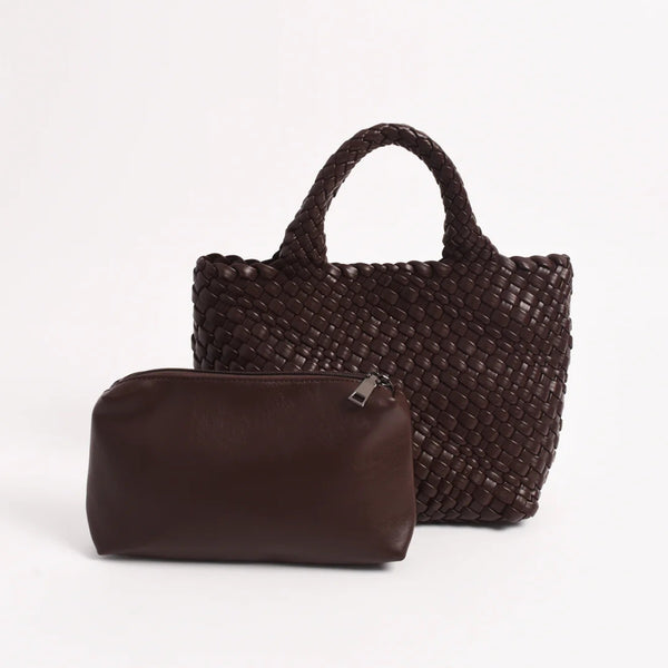Lilah Woven Tote Bag (Chocolate)