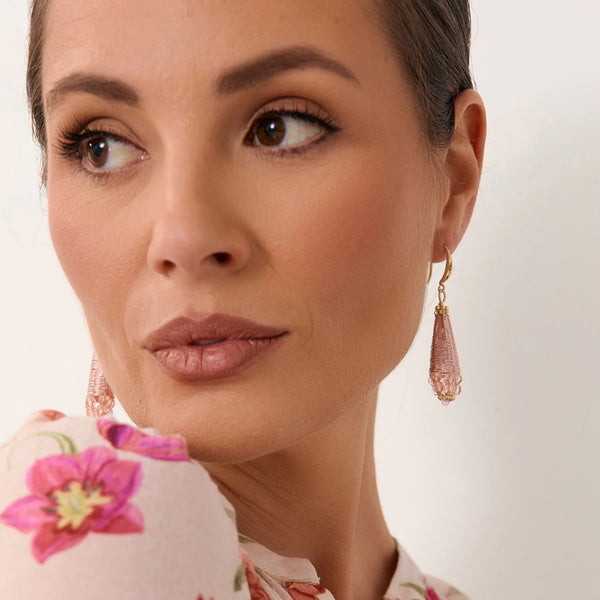 Long Woven Earrings (Pink)