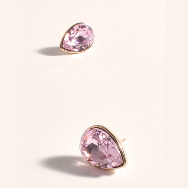 Marcia Jewel Teardrop Stud Earrings in pink and gold