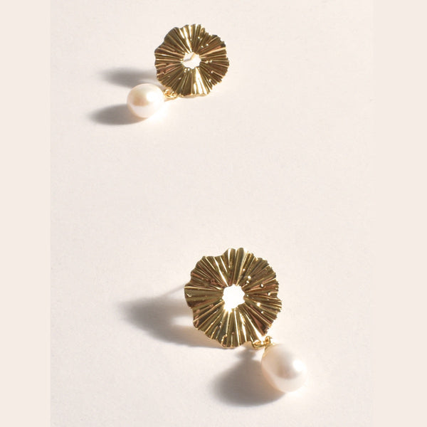 Marcia Pearl Drop Earrings (Gold)