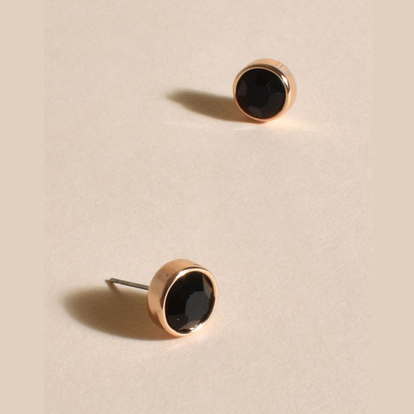 Megan Jewel Stud Earrings in Black