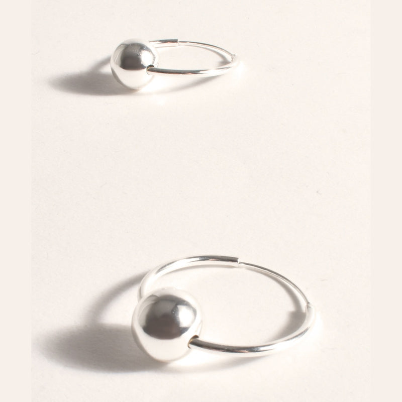 Metal Ball Hoop Earrings in Silver