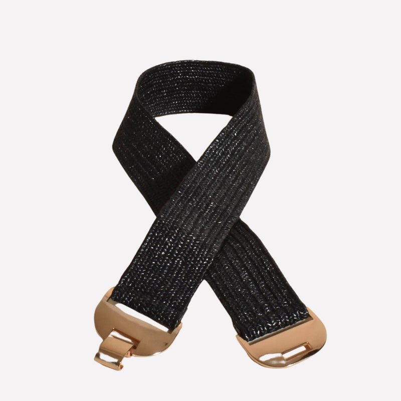 Metal Clasp Stretch Belt in black