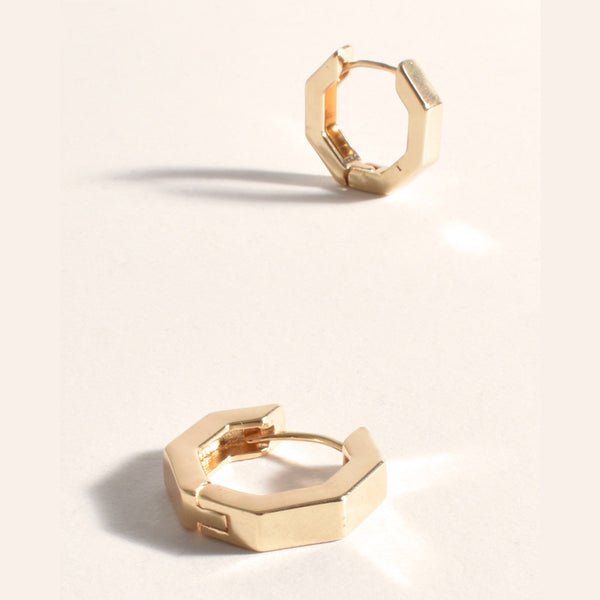 Metal Heptagon Mini Hoop Earrings in gold