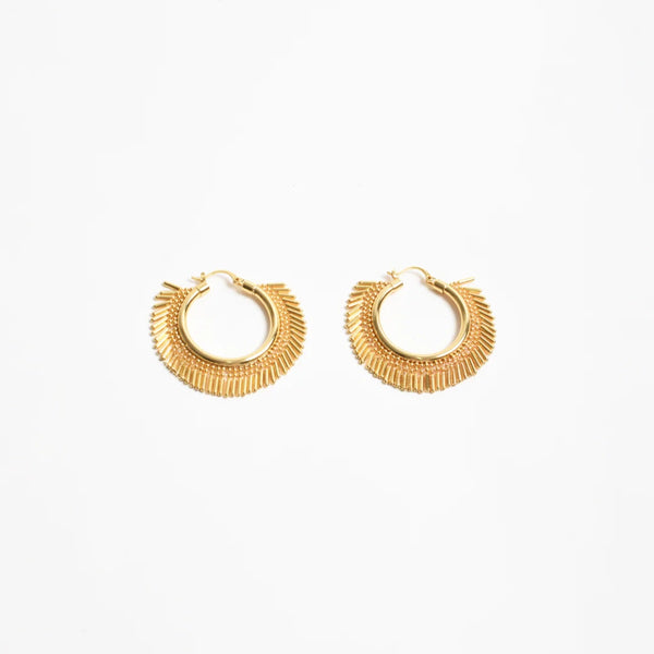 Metal Tassel Edge Hoop Earrings in Gold