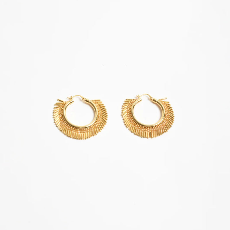 Metal Tassel Edge Hoop Earrings in Gold