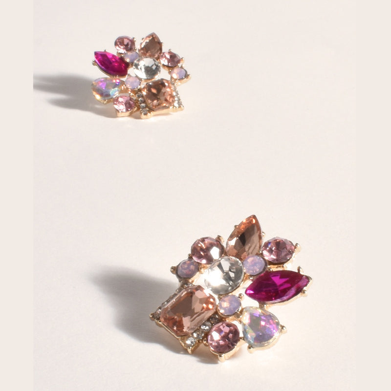 Mia Jewelled Earrings in Pink