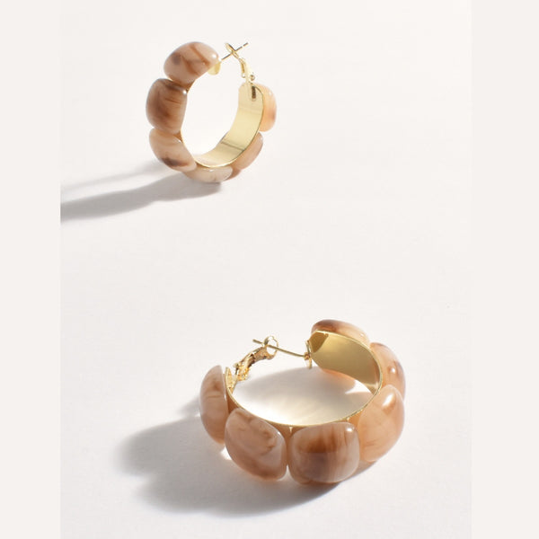 Midi Resin Metal Hoop Earrings (Mocha)