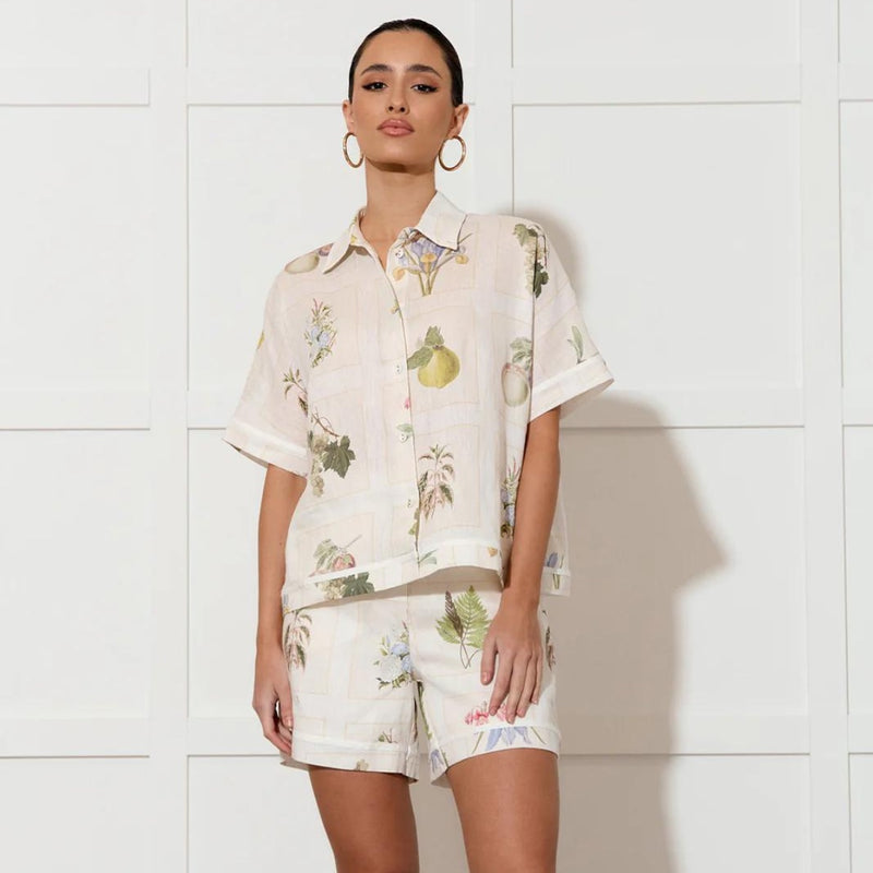 Our Millie Short Sleeve Shirt is available in an exclusive Botanical Belle print.