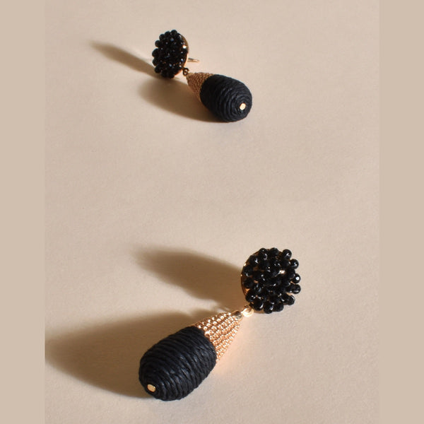 Mina Diamante Drop Earrings (Black/Gold)