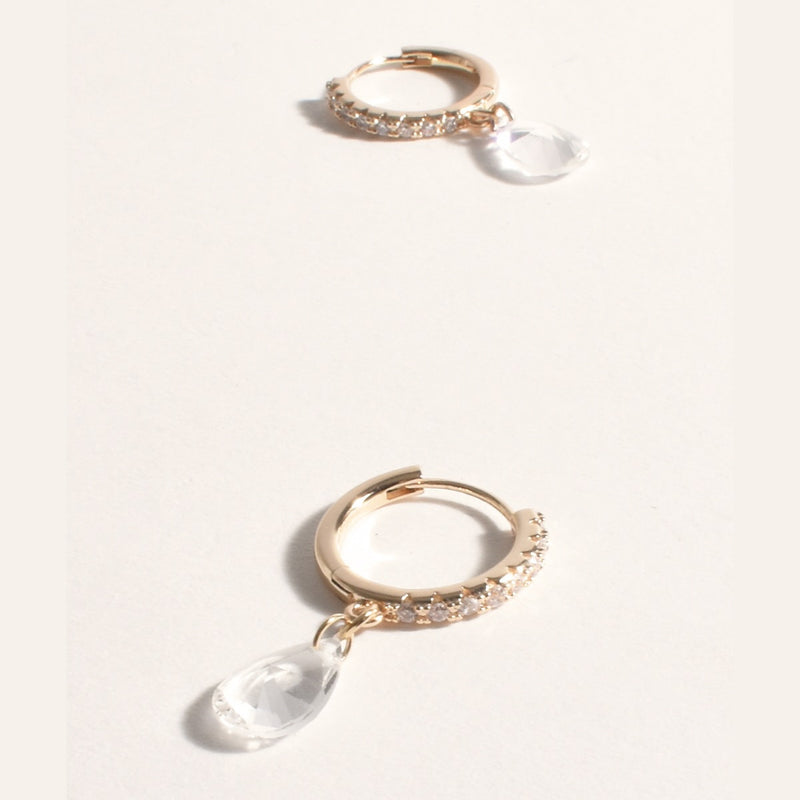 Mini Jewel Diamante Hoop Earrings with a crystal jewel.