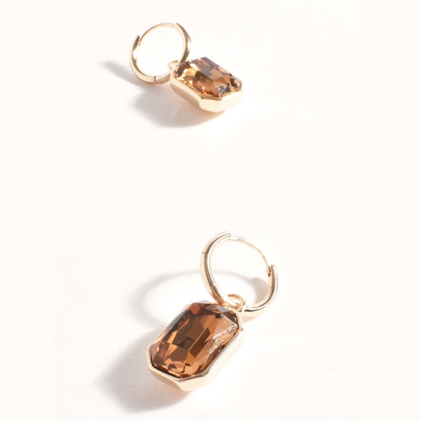 Mini Jewel Drop Earrings in chocolate and gold