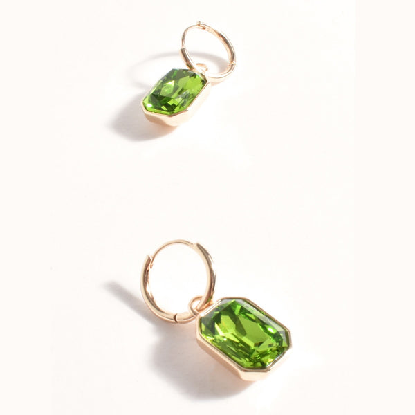 Mini Jewel Drop Earrings in green and gold