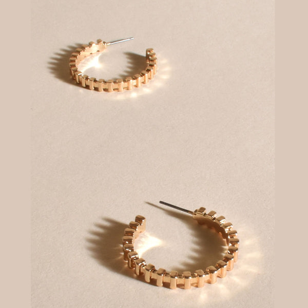 Mini Rectangle Hoop Earrings (Gold)