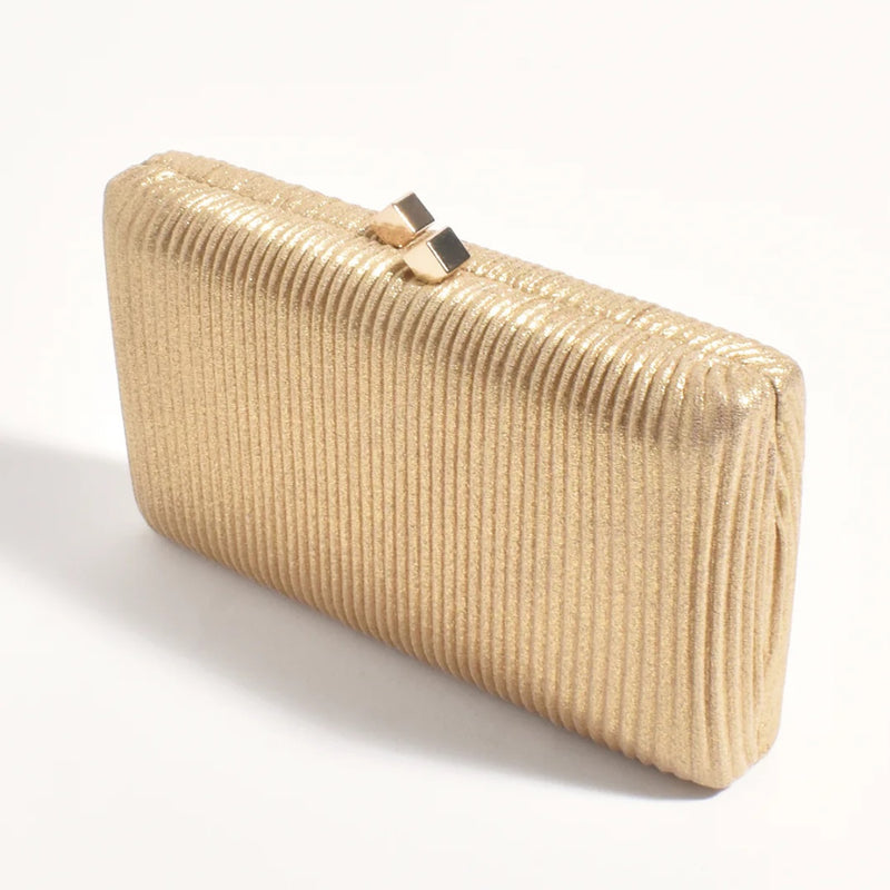 Molten Clasp Structured Metallic Clutch in gold