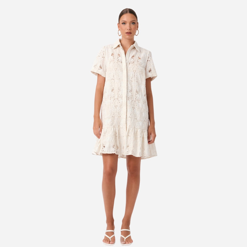 Nathalia Paradiso Broderie Dress (Cream)