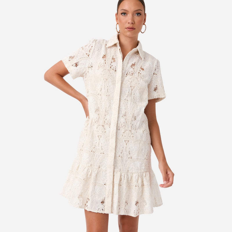 Nathalia Paradiso Broderie Dress (Cream)