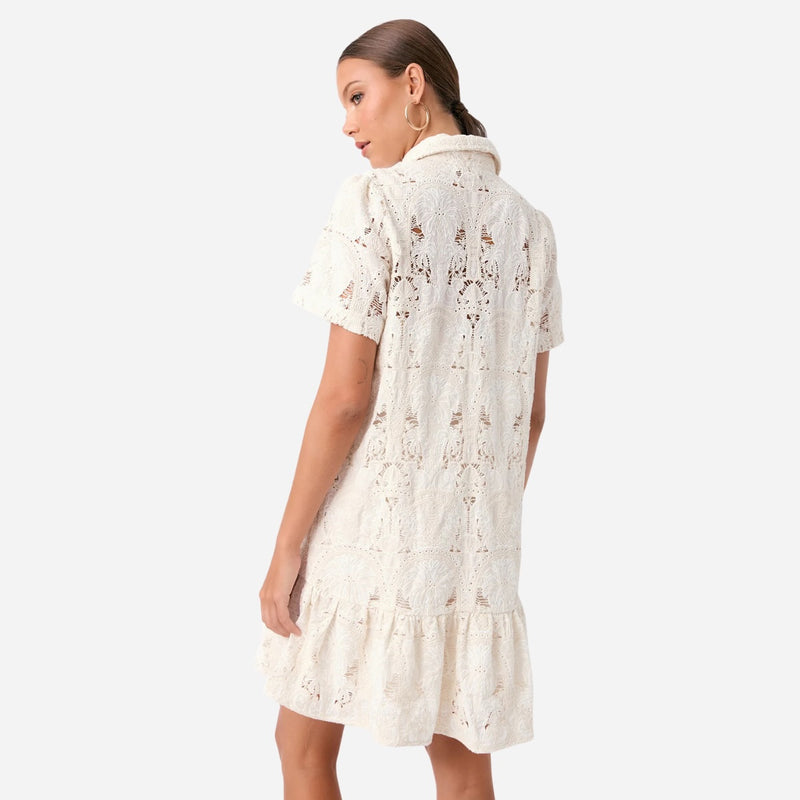 Nathalia Paradiso Broderie Dress (Cream)