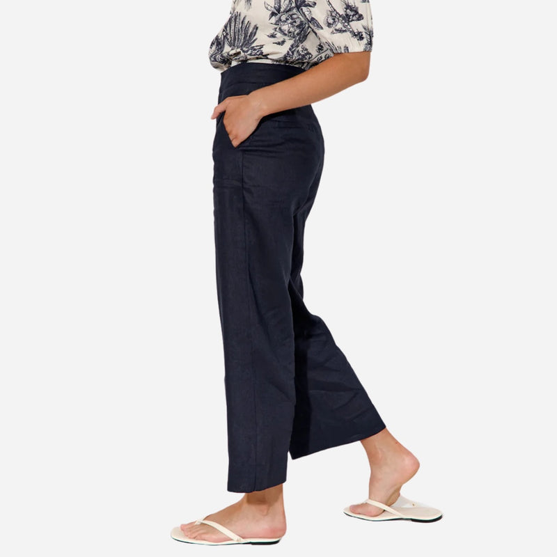 Nisha Linen Pants (Navy)