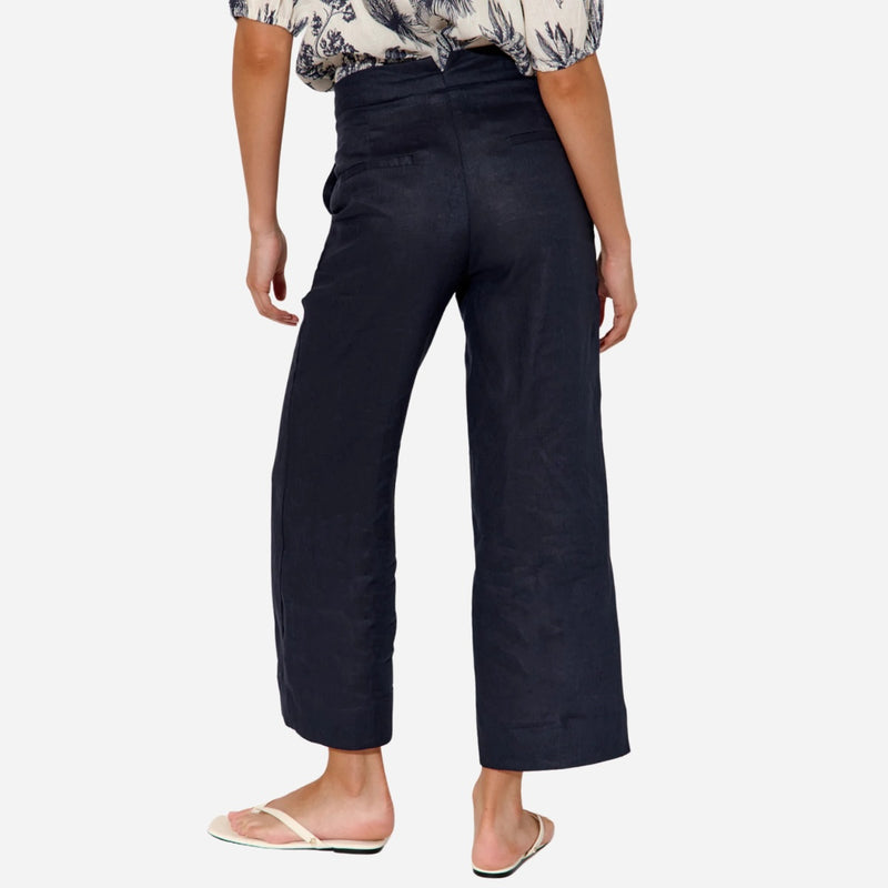 Nisha Linen Pants (Navy)