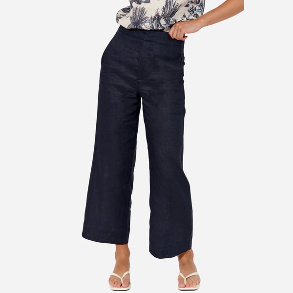 Nisha Linen Pants (Navy)