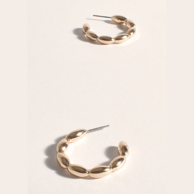 Oval Pod Hoop Earrings (Gold)