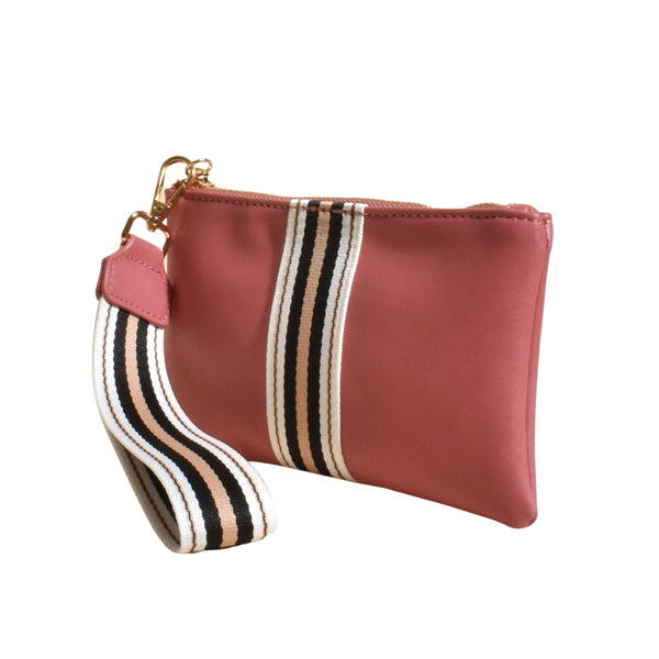 Palmer Webbing Stripe Pouch in a Dark Rose – LUNAMAY