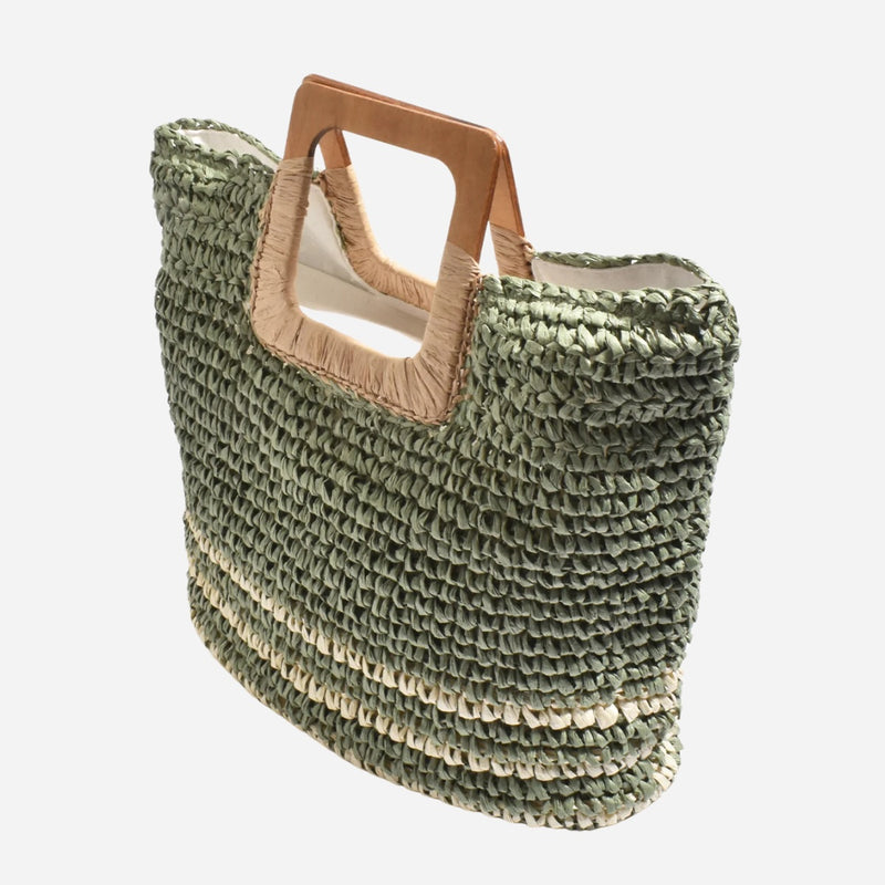 Paper Daisies Woven Tote Bag (Khaki/Natural)