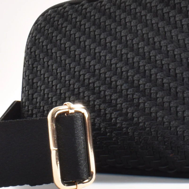 Percy Weave Crossbody Bag (Black)